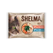 Shelma multipack 4x85g salmon,cod w.spirulina in gravy