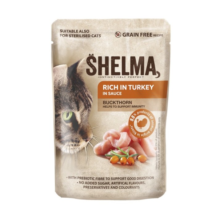 Shelma cat meal turkey fillets in sea buckthorn sauce 28x85g