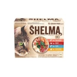 Shelma multipack12x85g salmon,cod,beef,chicken in gravy