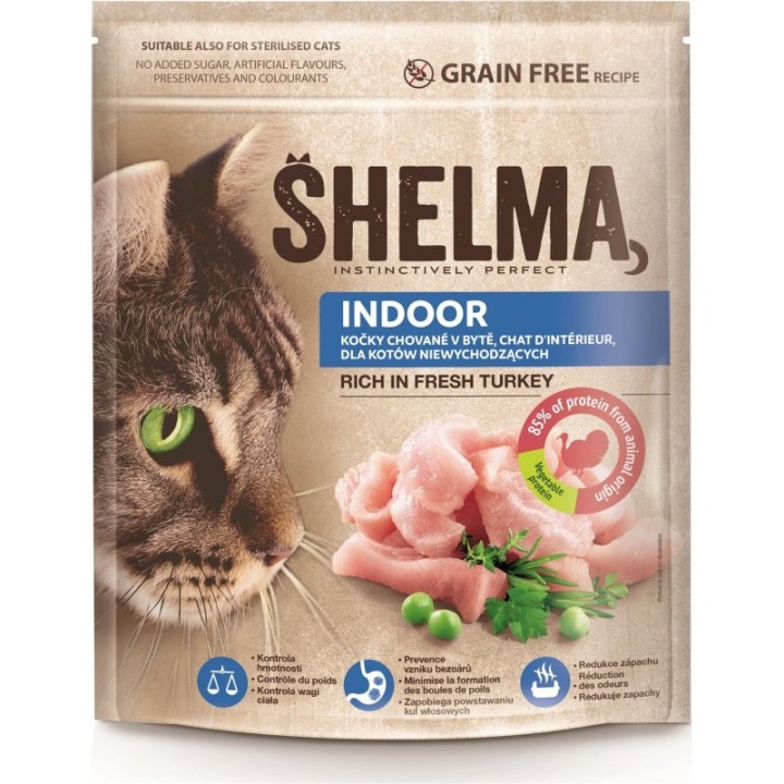 Shelma indoor cat food with fresh turkey, grain-free 750g
