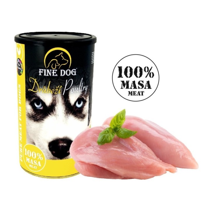 Fine Dog  консервы с птицей для собак - 100% мясо 1200g