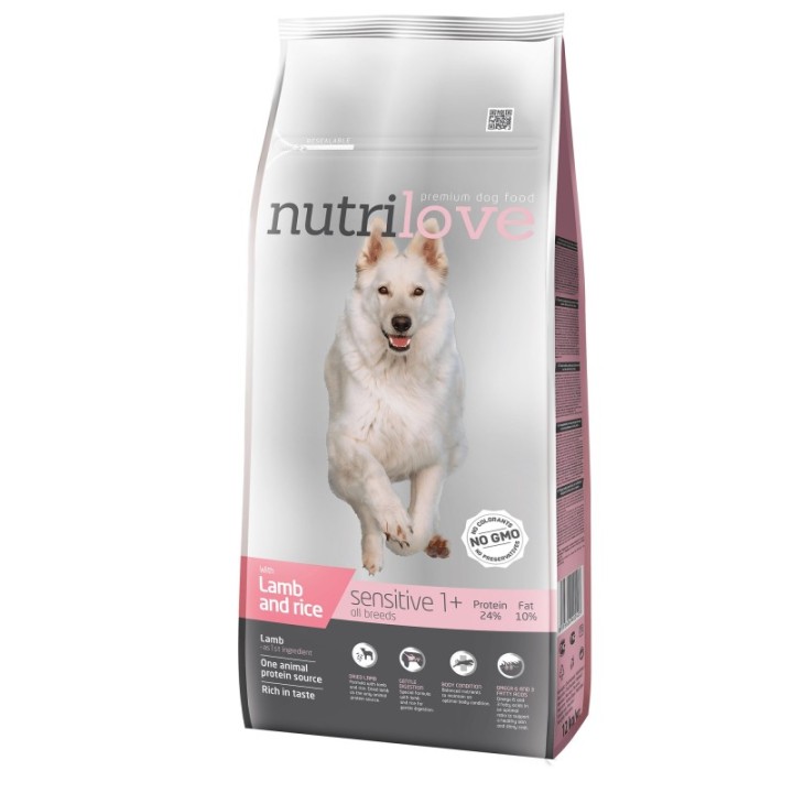 Nutrilove Sensitive для чувствительных собак с ягненком 12 кг