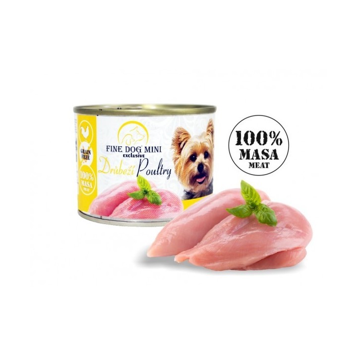 FINE DOG MINI EXCLUSIVE canned poultry 100% MEAT 15x200g