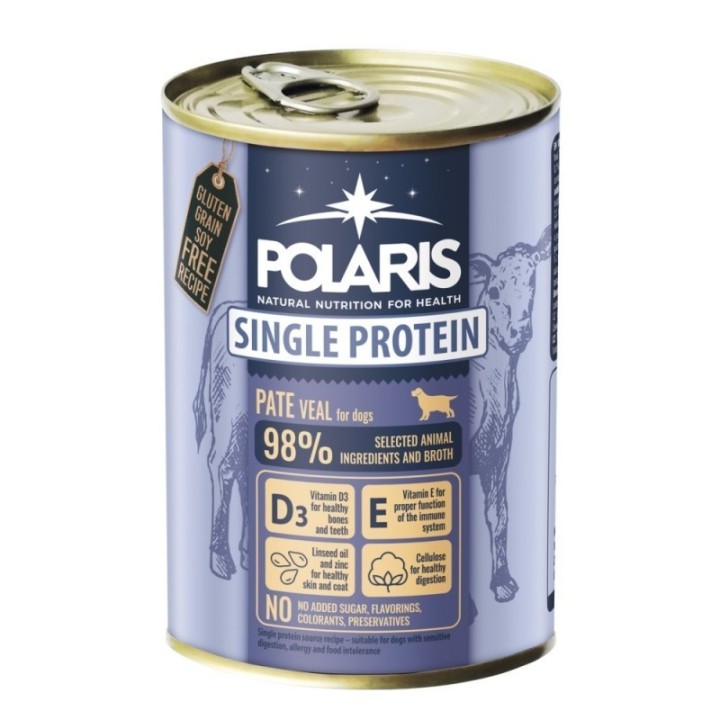 Polaris single-protein canned dog food with veal 400g