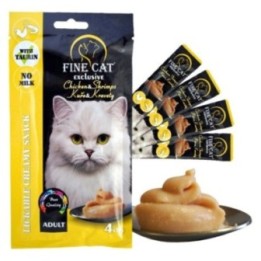 FINE CAT Exclusive KANA JA KREVETI Kreemjas suupiste kassidele .4x15g
