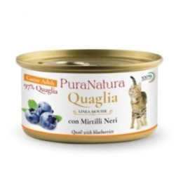 PuraNatura 24x 85g mousse konserv kassidele, vutt ja mustikad