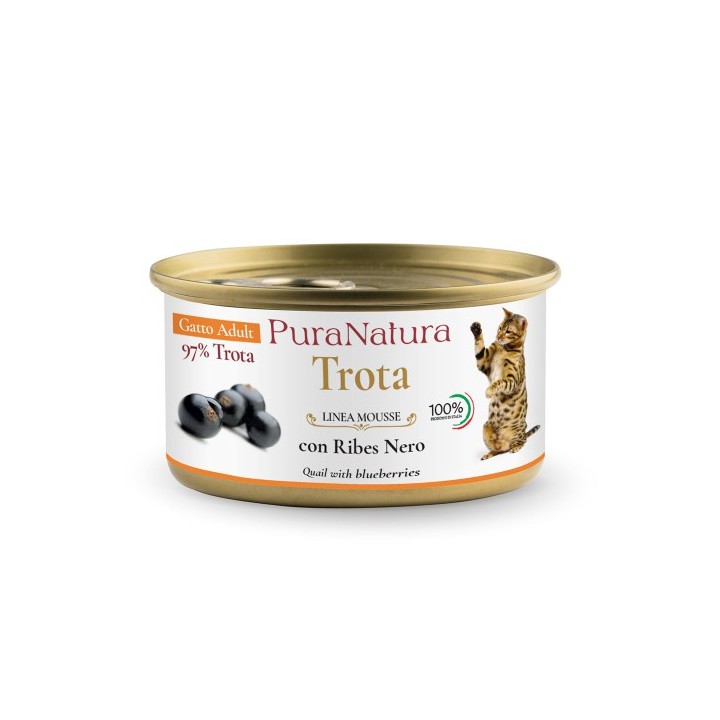PuraNatura Cat  Форель & Black Currants 12x85g влажный корм для кошек, тунец и черная смородина