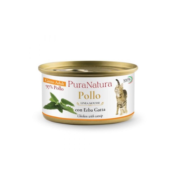 PuraNatura Cat Chicken & Catnip 12x85g влажный корм для кошек, курица и мята