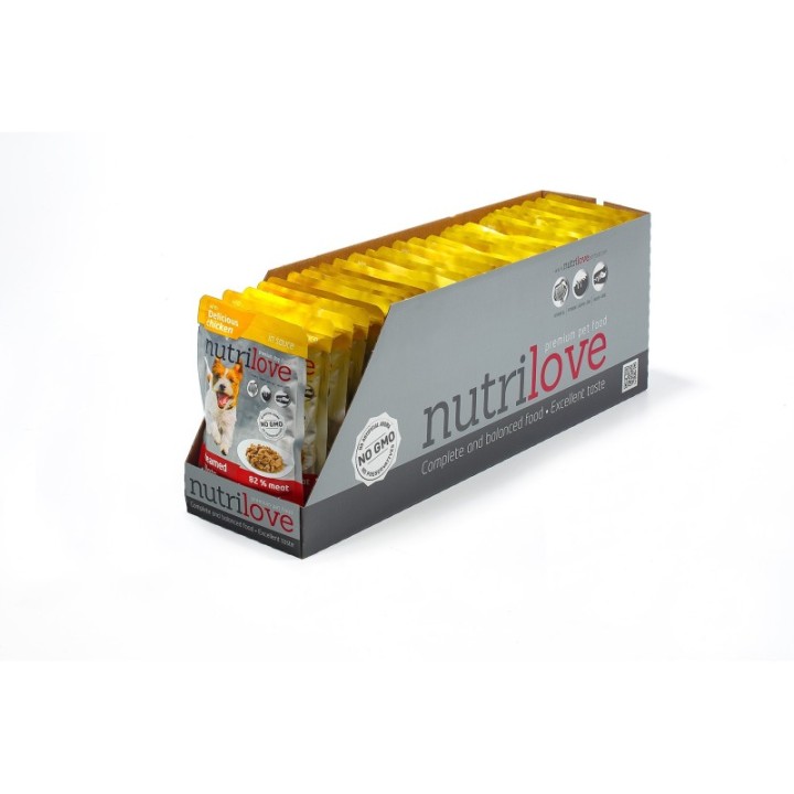 Nutrilove консервированный корм для собак: курица в соусе 28X85g