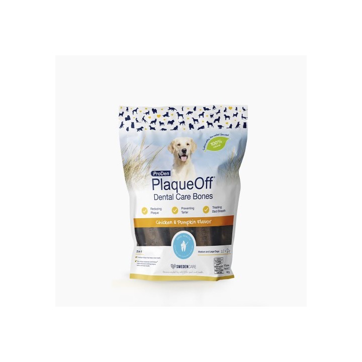 PlaqueOff Dental Bones chicken and pumpkin 482g chews for preventing and removing tartar and plaque