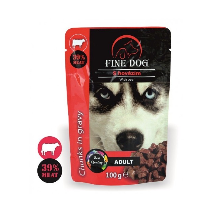 Fine Dog консервированный корм для собак: говядина в соусе 22X100g