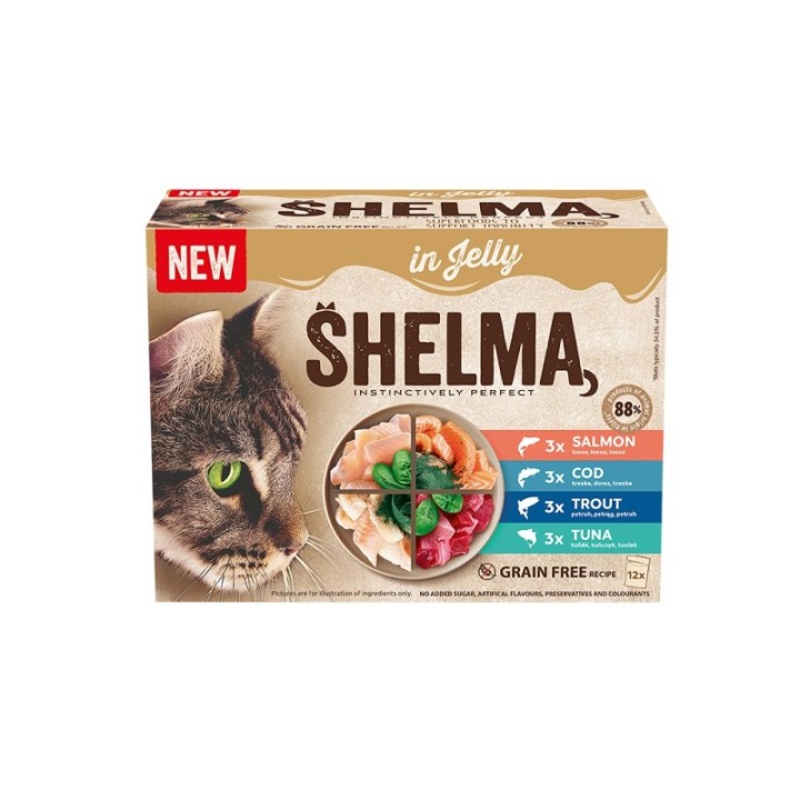 Shelma multipack 12x85g beef,chicken,duck,turkey in gravy