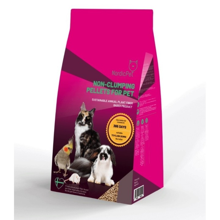 Гранулированный наполнитель для кошачьего туалета NordicPet из растительных волокон, 5 л.