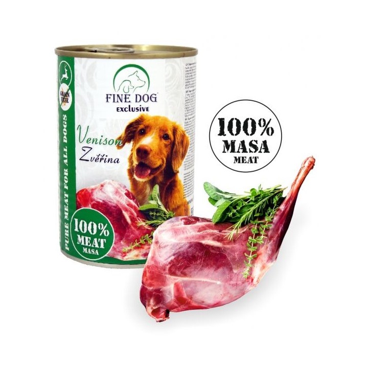 Fine Dog canned venison for dogs 100% meat 400g