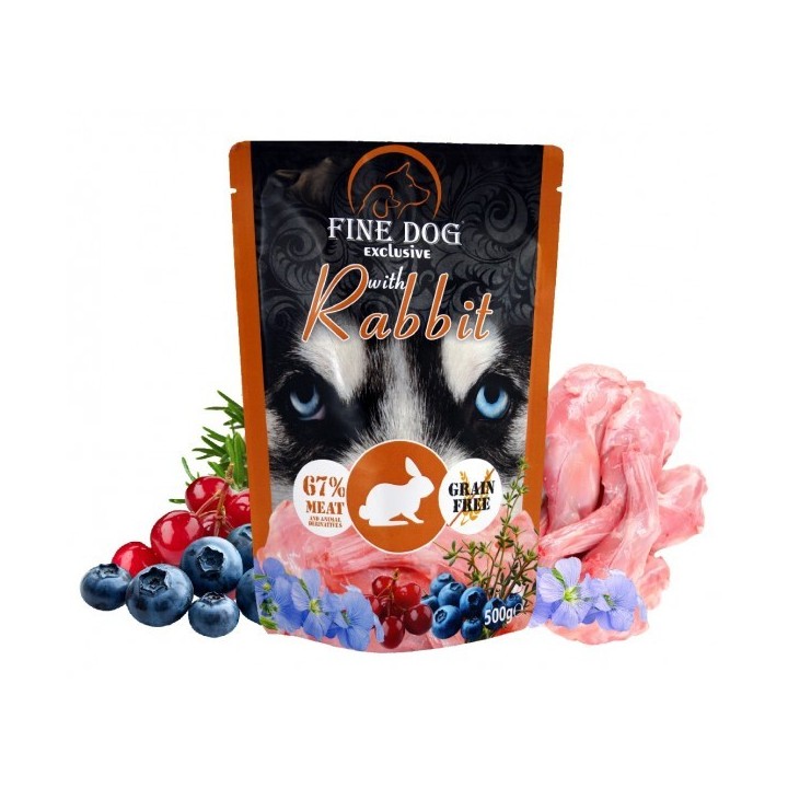 Влажный корм для собак  Fine Dog Rabit, крольчатина/черника/клюква, 500g
