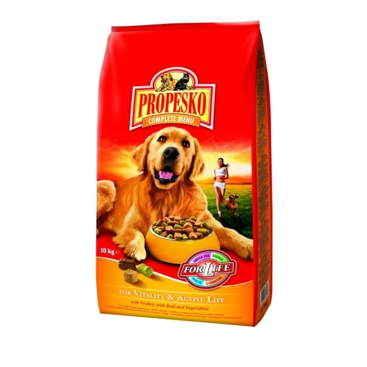 Сухой корм для собак Propesko Vitality & Active Life с птицей, говядиной и овощами 30 кг (блок 3x10 кг)