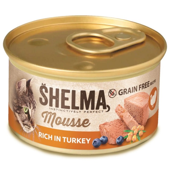 Shelma mousse konserv kalkuni,mustikate ja astelpajuga 12x85g
