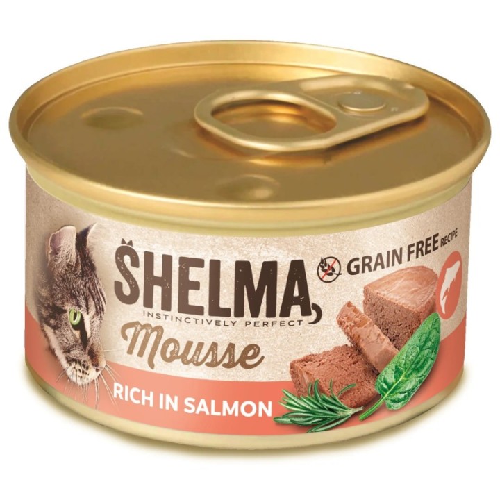 Shelma mousse can with salmon, spinach and rosemary 12x85g