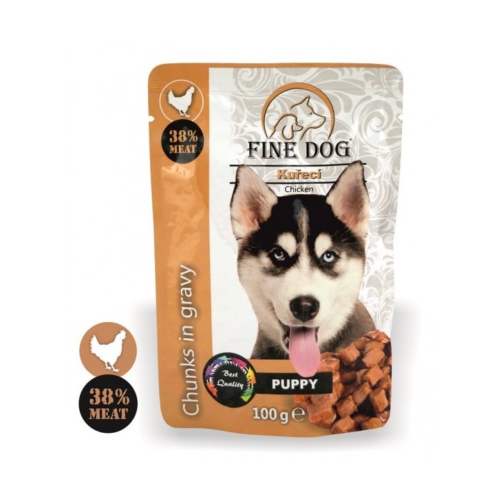 Fine Dog puppy pouch with chicken 22X100g
