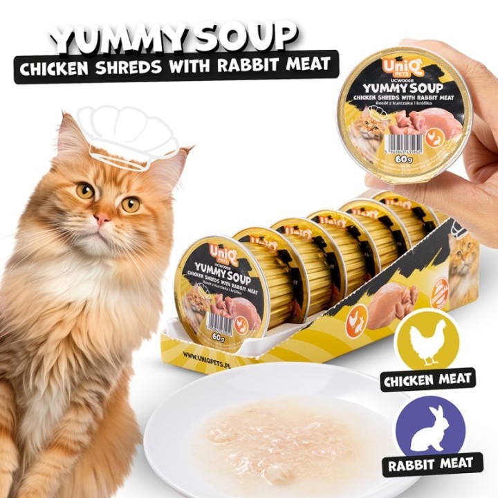 Uniq Pets meat soup for cats, chicken and rabbit 6x60g