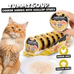 Uniq Pets lihaga supp kassidele, kana ja kammkarp 6x60g