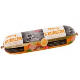 Мясная колбаса Chejn  BARRY — мясной корм для собак с курицей, морковью, лососем и петрушкой — 850 г