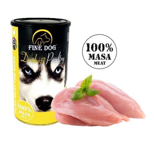 Fine Dog  консервы с птицей для собак - 100% мясо 1200g