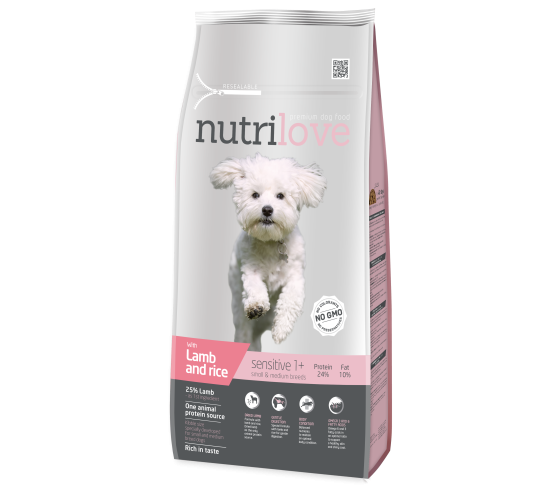 Nutrilove Sensitive для чувствительных собак с ягненком (small,medium)8 кг