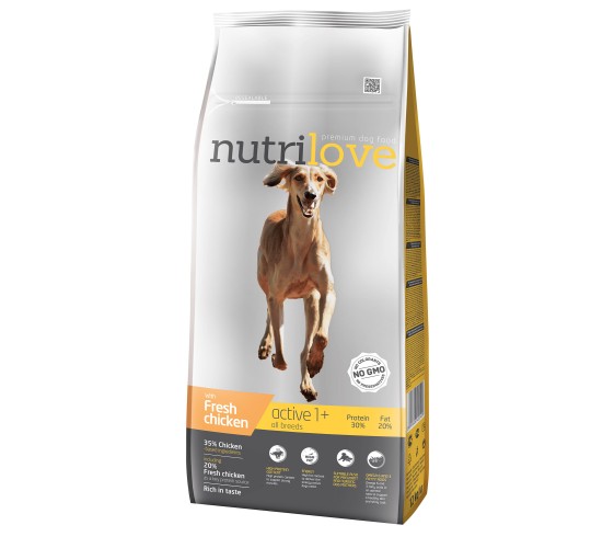 Nutrilove Active для активных собак с курицей 12 кг