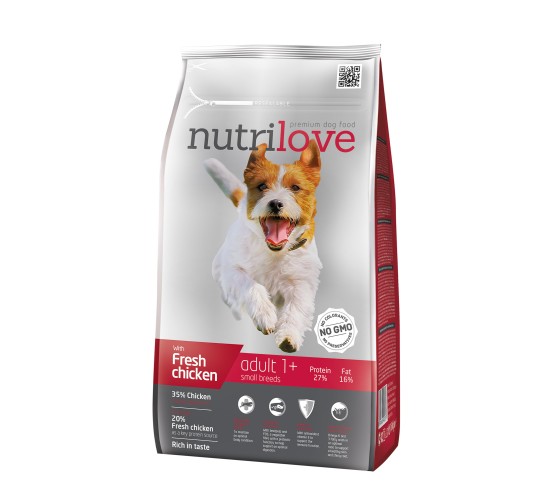 Nutrilove Adult S для взрослых маленьких собак с курицей 1,6кг