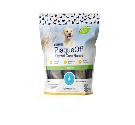 PlaqueOff Dental Bones  340g овощное жевательное лакомство для предотвращения появления зубного камня у собак