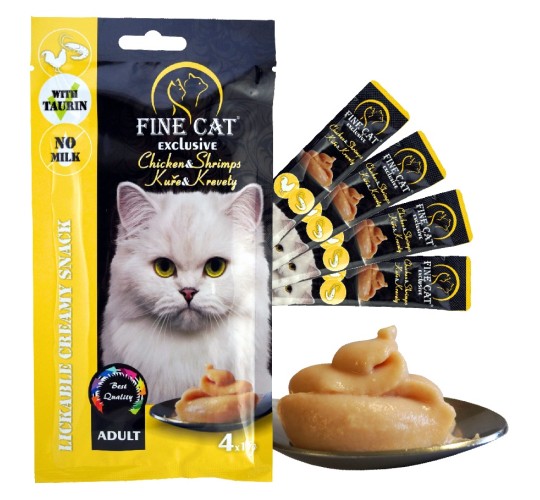 FINE CAT Exclusive Creamy snack for cats CHICKEN & SHRIMPS 4x15g